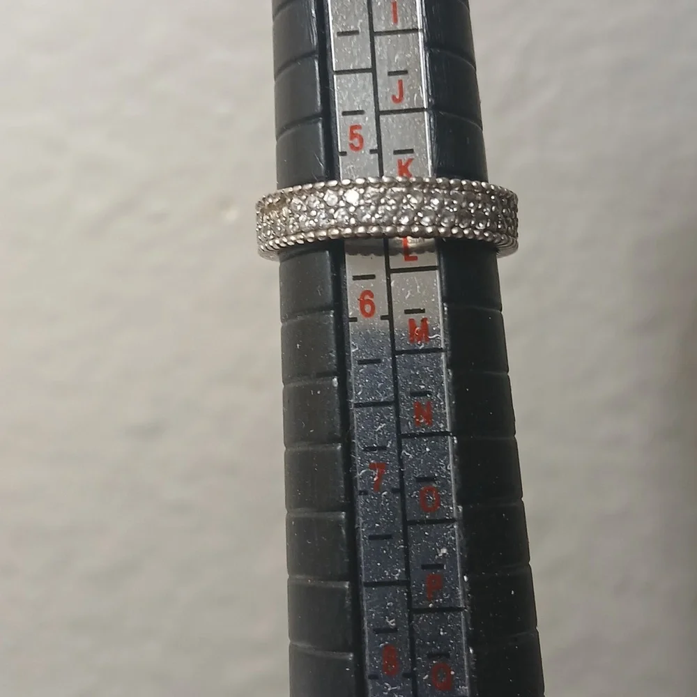 Sterling Diamond Band Unique Edge Vintage Sparkly 5.5